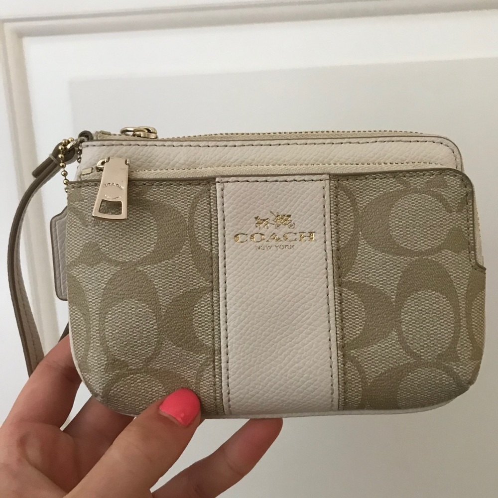 Gold & White Coach Wristlet